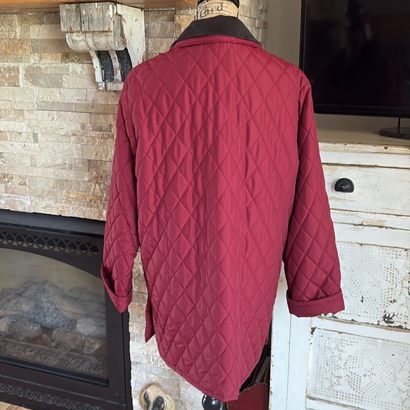 Vintage Carlisle maroon quilted barn jacket removable brown collar pockets - Picture 11 of 16